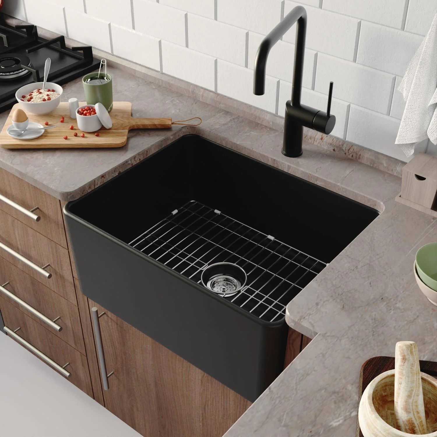 DeerValley DV-1K0012 Farmhouse Kitchen Sink – High Gloss Scratch-Resist Drop-In - Image 3