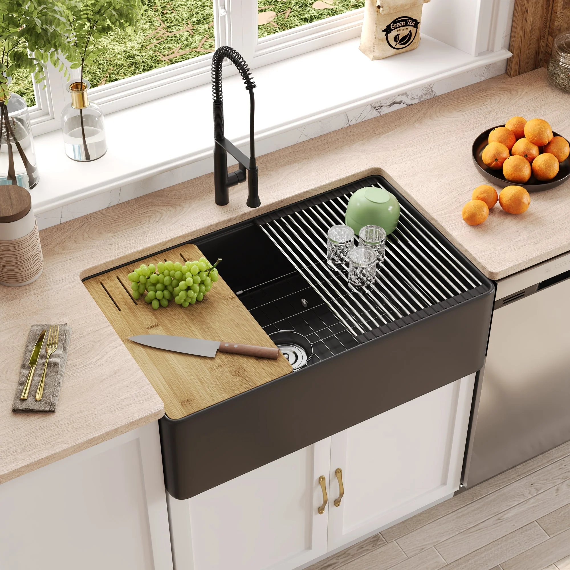 DeerValley DV-1K0067 Workstation Kitchen Sink Clutter-Free Prep with Sliding Ledge - Image 21