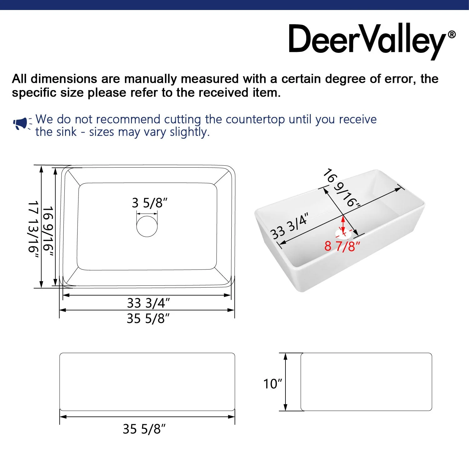 DeerValley DV-1K505 Farmhouse Kitchen Sinks Scratch Resistant Large Single Bowl - Image 27