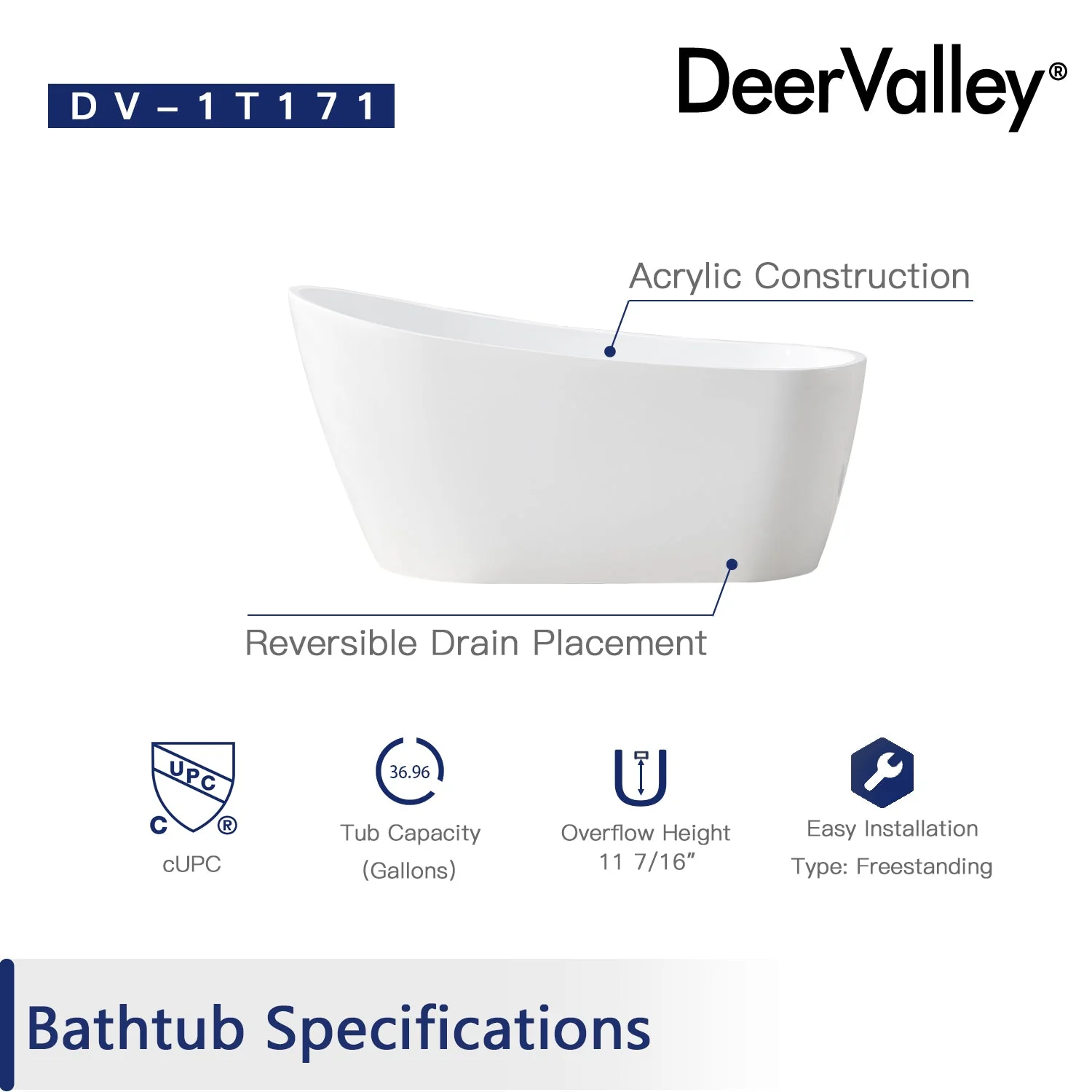 PRISM 59" X 29" Freestanding Acrylic Bathtub - Image 15