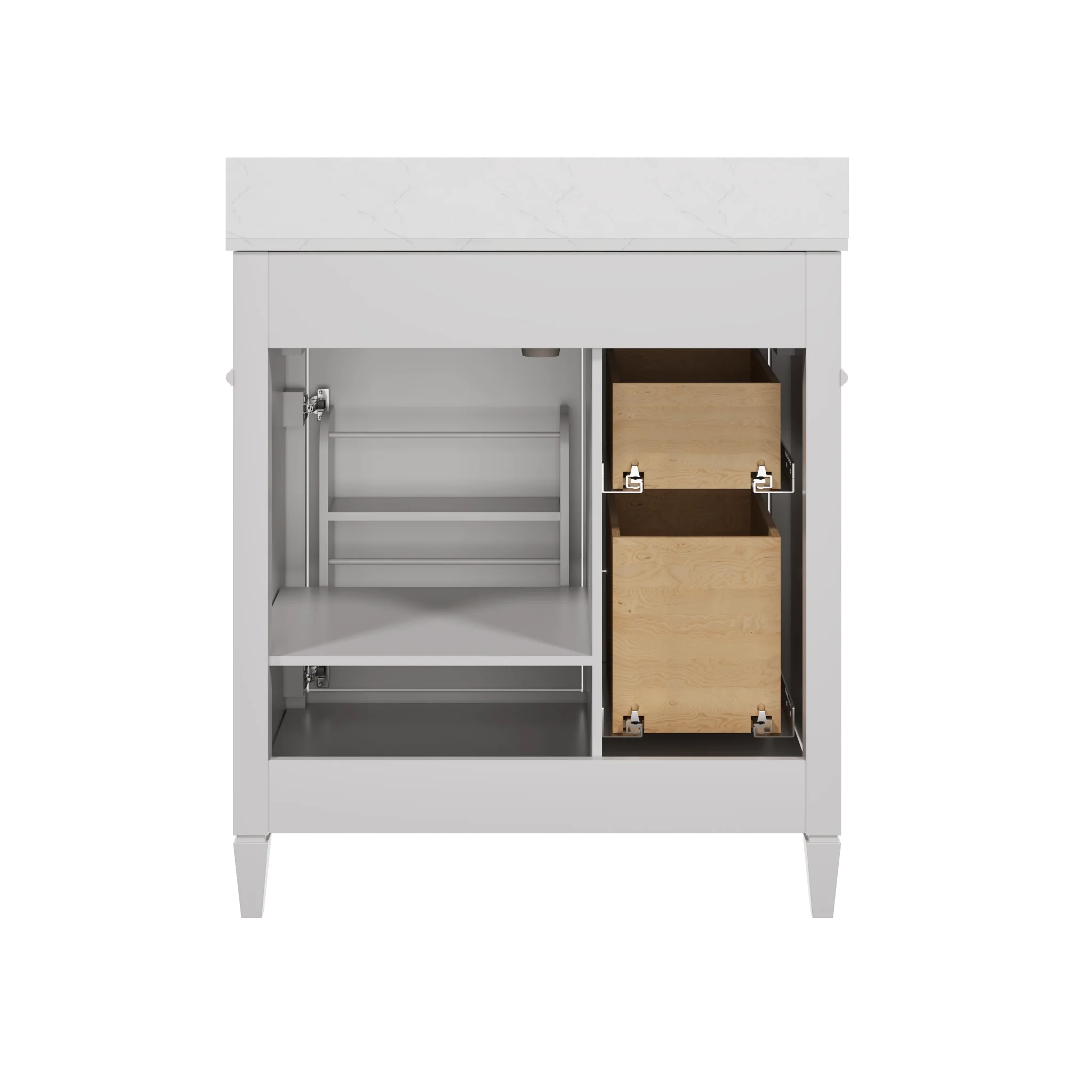 DeerValley 30 Inch Bathroom Vanity with Sink and Backsplash, Pre-Assembled Modern Bath Cabinet with Storage, Soft Close Doors, White / Light Gray - Image 10