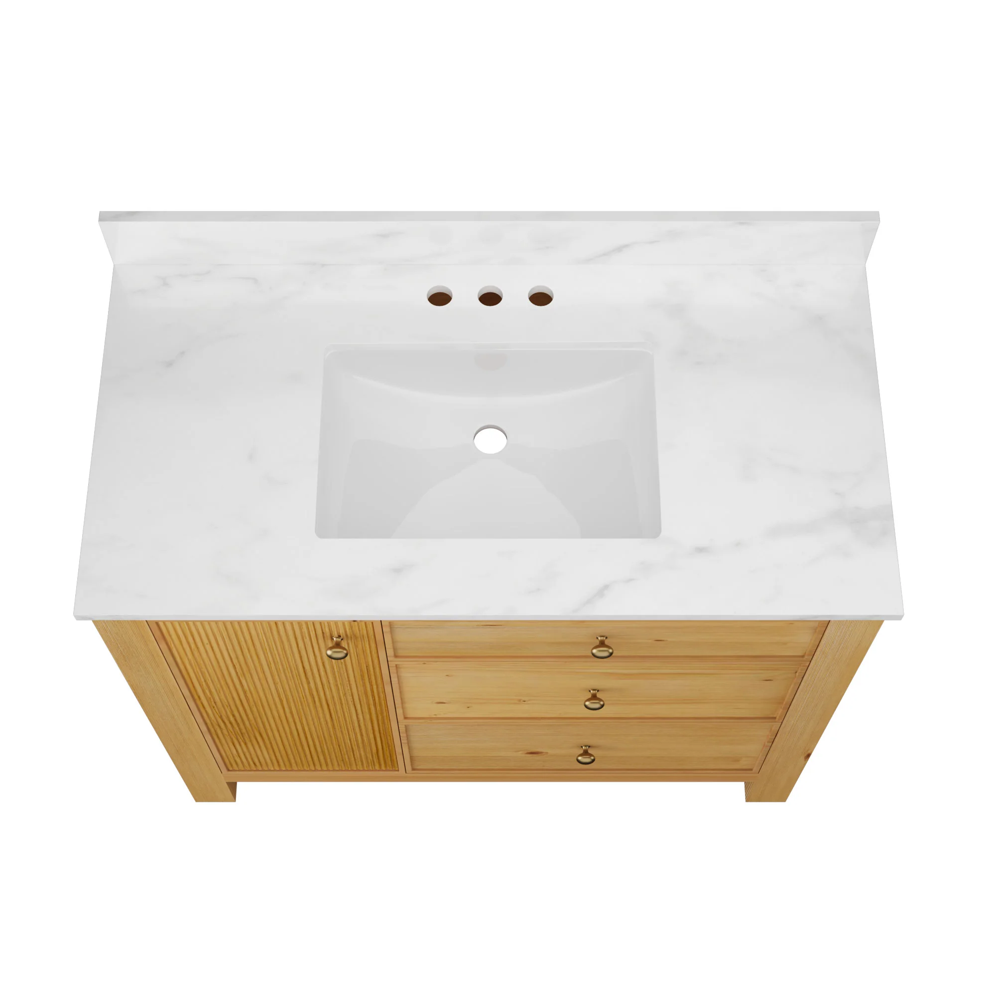 DeerValley DV-1BV0451NW/VG 42" Fully Assembled Single Bathroom Vanity with Artificial Marble Top, Natural Wood - Image 11