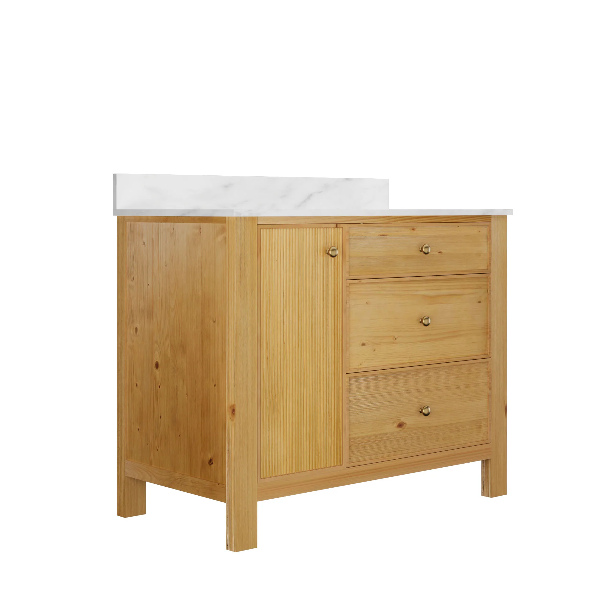DeerValley DV-1BV0451NW/VG 42" Fully Assembled Single Bathroom Vanity with Artificial Marble Top, Natural Wood - Image 12