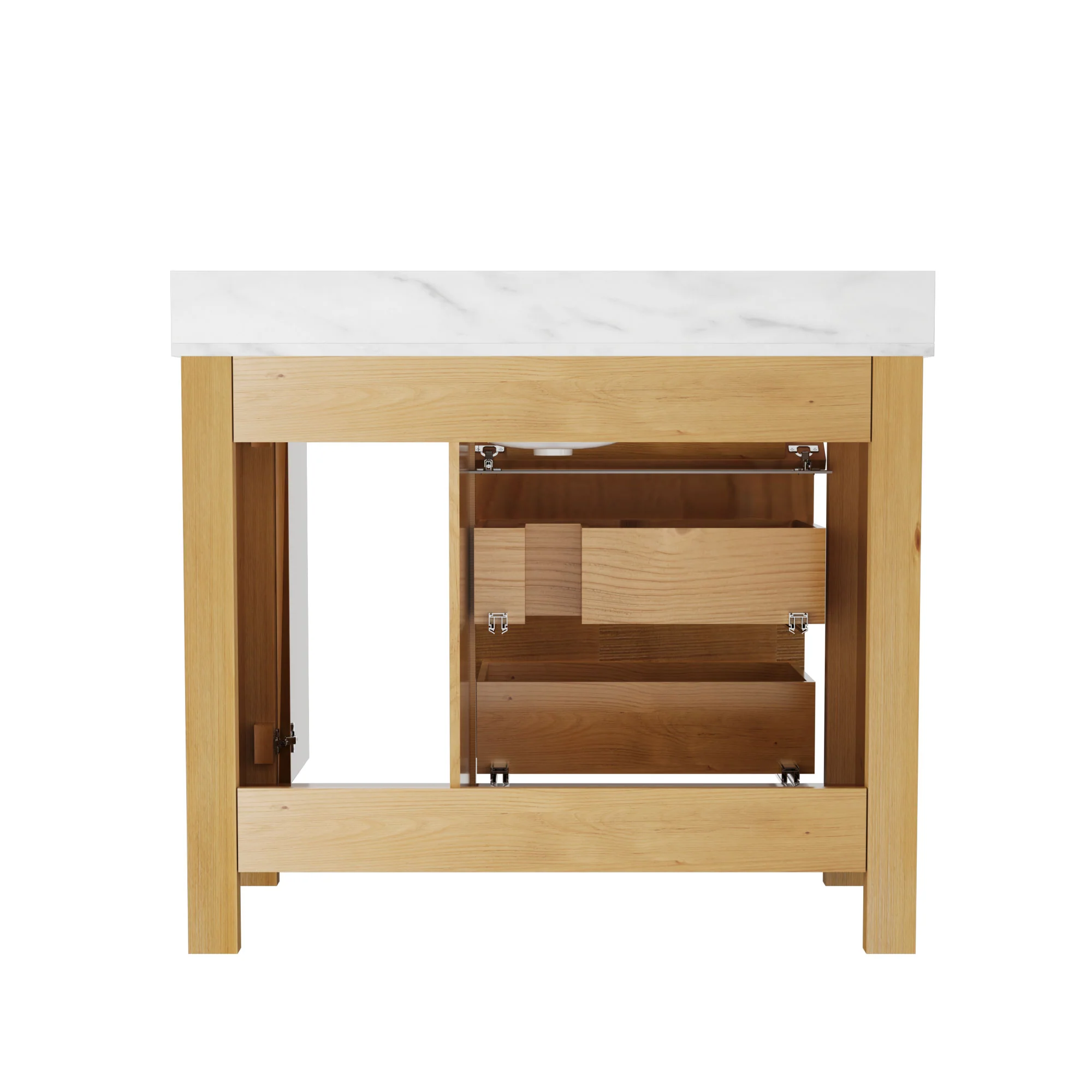 DeerValley DV-1BV0451NW/VG 42" Fully Assembled Single Bathroom Vanity with Artificial Marble Top, Natural Wood - Image 13