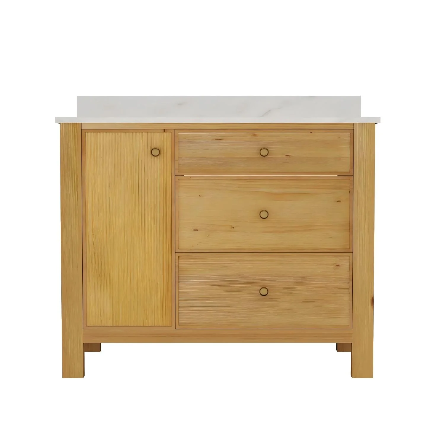 DeerValley DV-1BV0451NW/VG 42" Fully Assembled Single Bathroom Vanity with Artificial Marble Top, Natural Wood - Image 14