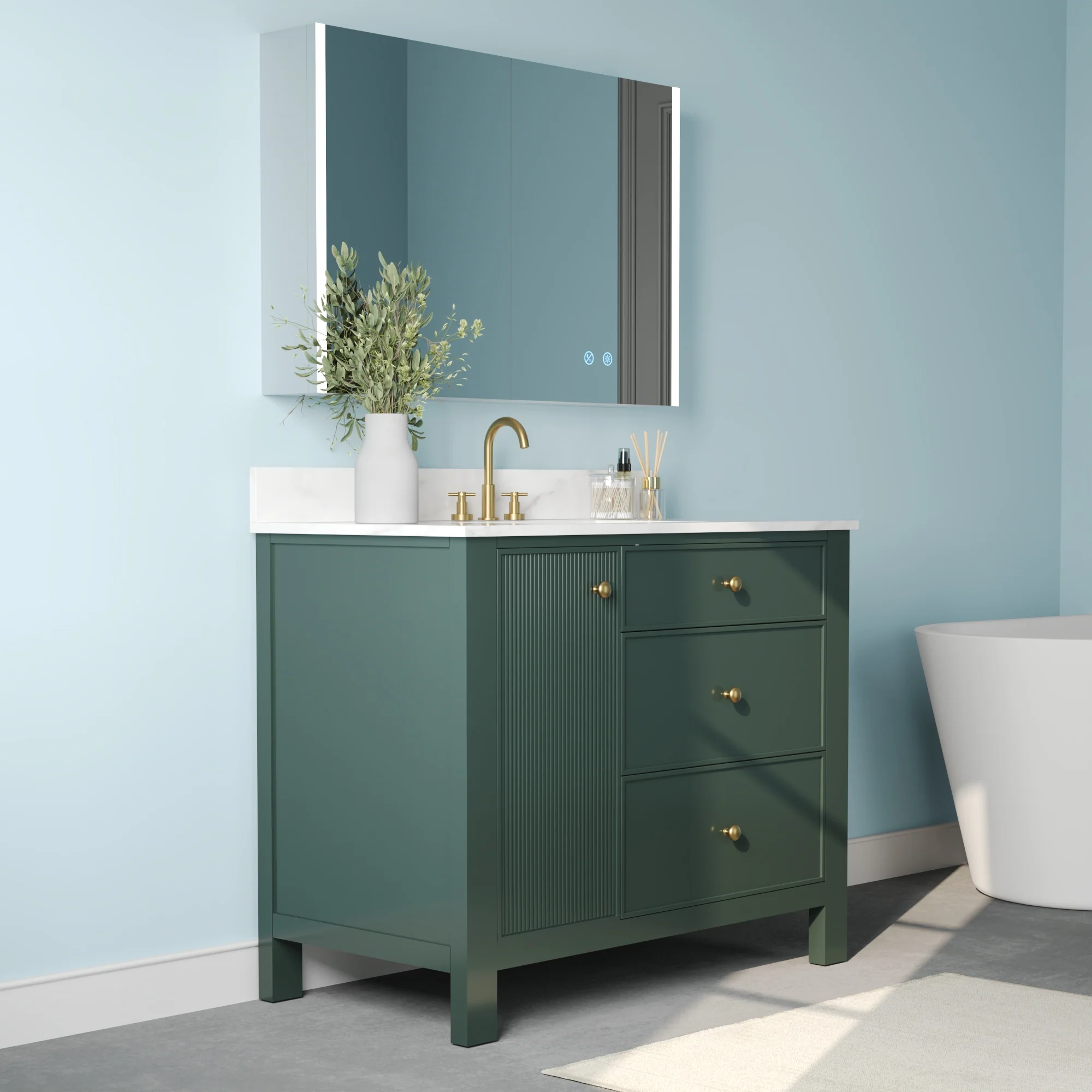 DeerValley DV-1BV0451NW/VG 42" Fully Assembled Single Bathroom Vanity with Artificial Marble Top, Natural Wood - Image 16