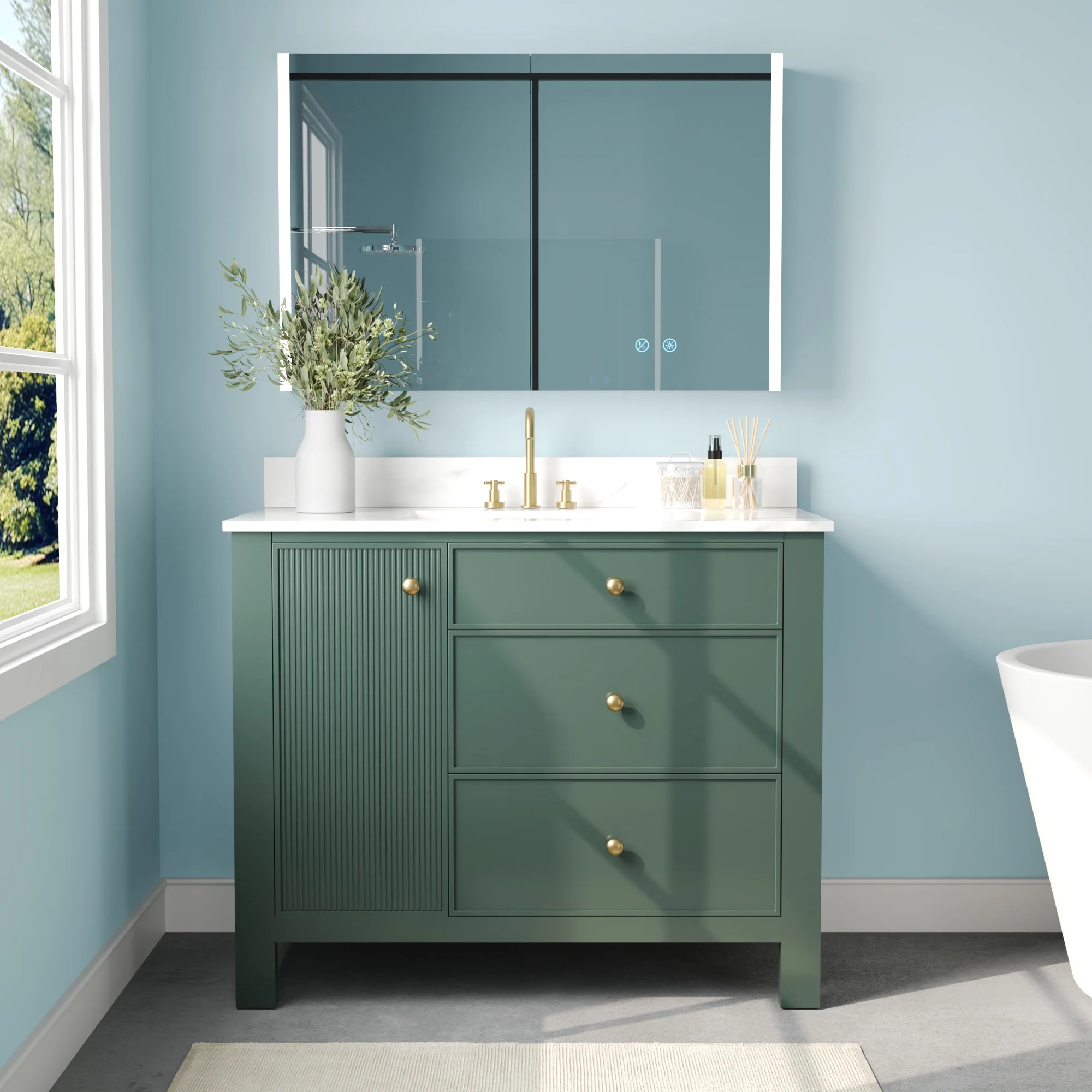 DeerValley DV-1BV0451NW/VG 42" Fully Assembled Single Bathroom Vanity with Artificial Marble Top, Natural Wood - Image 19