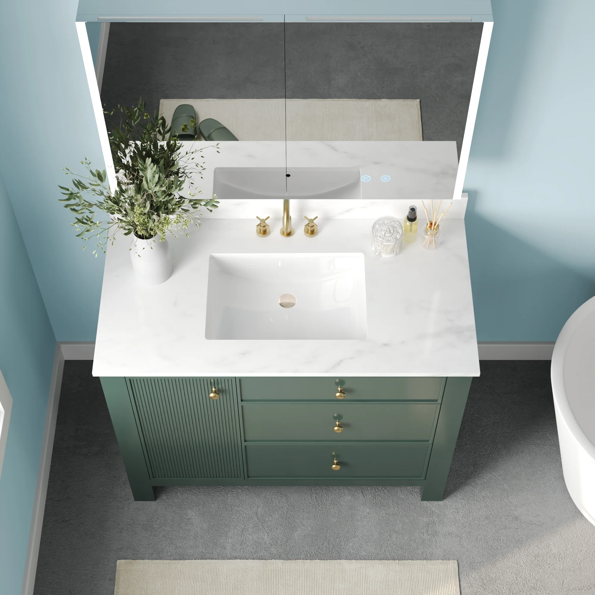 DeerValley DV-1BV0451NW/VG 42" Fully Assembled Single Bathroom Vanity with Artificial Marble Top, Natural Wood - Image 20