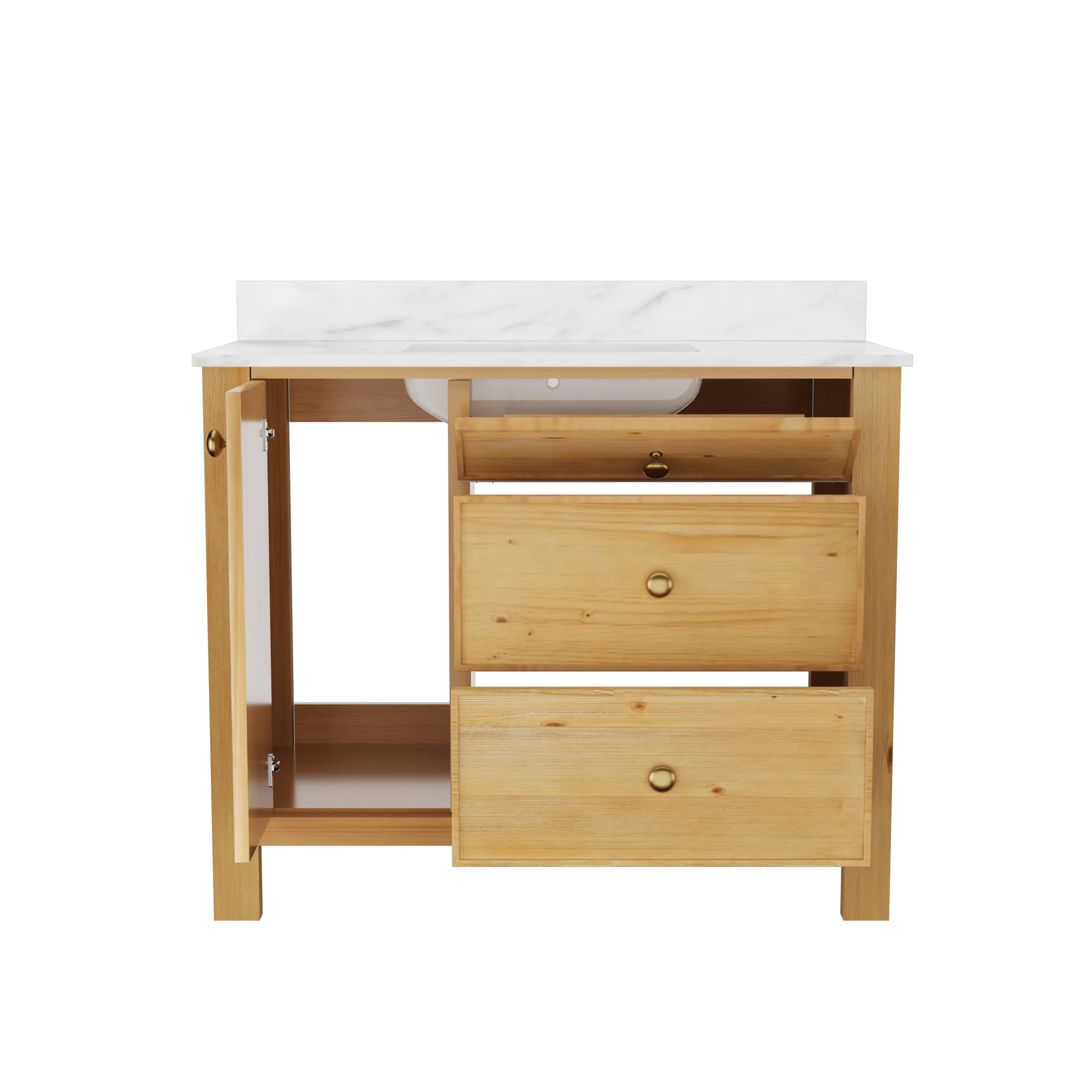 DeerValley DV-1BV0451NW/VG 42" Fully Assembled Single Bathroom Vanity with Artificial Marble Top, Natural Wood - Image 8