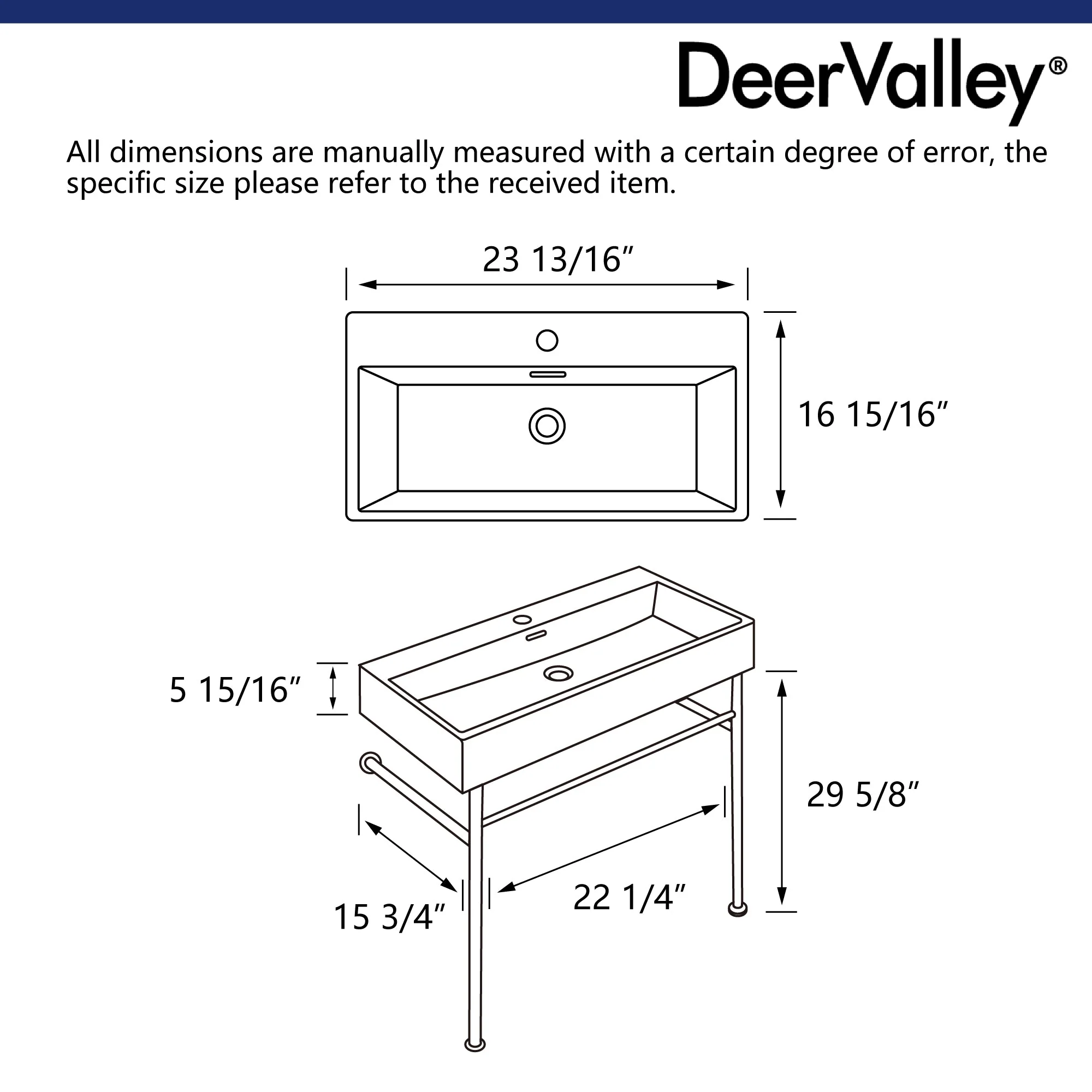DeerValley DV-1CS0117A Console Bathroom Sinks Wall-Mounted Ceramic Towel Bar - Image 7